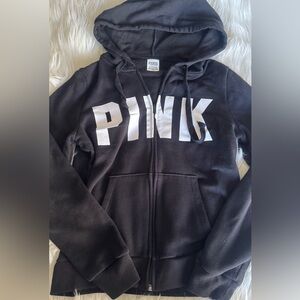 PINK Victoria's Secret Black & White Zip-Up Jacket Sz: S